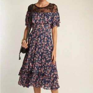 NWT Rebecca Taylor Tea Rose Midi Dress